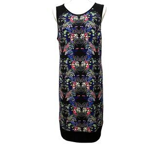 Nicole Floral Sleeveless Dress L Black Art to Wear Spring Summer Vacation Cruise